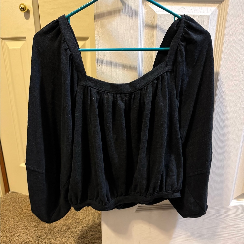 Free People, medium-sized, balloon-sleeve black top